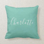 Almofada Caligrafia Minimalista Chic Cute Nome Mint Teal<br><div class="desc">Cute Chic Minimalist Calliographic Name Mint Teal Travesseiro decorativo</div>