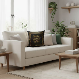 Almofada Caligrafia moderna em preto e dourado elegante