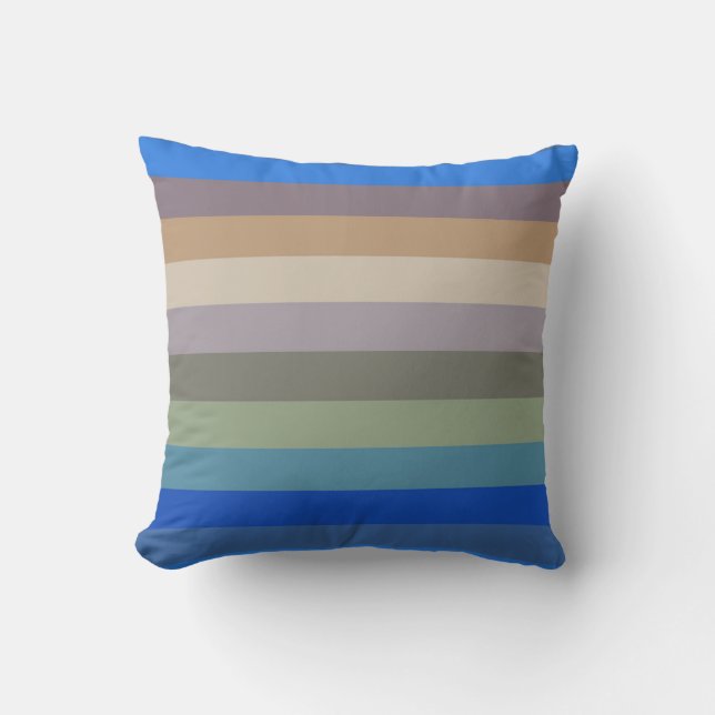 Almofada Calm Coastal Neutral Stripe Pattern in Blues and S (Frente)