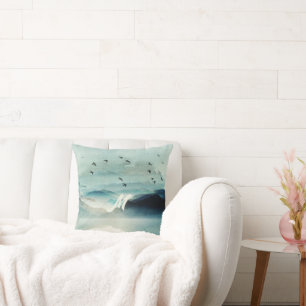 Almofada Calm Natureza Aquarela Cena Montanha Monograma