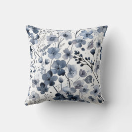 Almofada Calmo Designio de Padrão Floral Azul Índigo Cottag