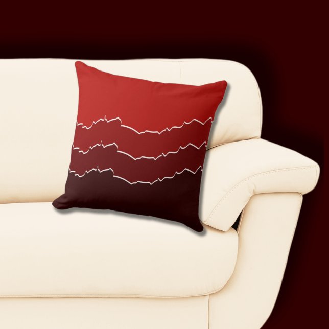 Almofada Camadas Ripadas Vermelhas Irregulares (Irregular Ripped Red Throw Pillow)