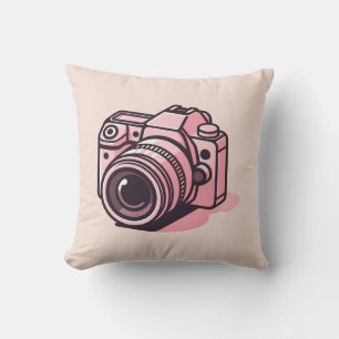 Almofada Câmera DSLR Rosa Tendência Fotografia Personalizad