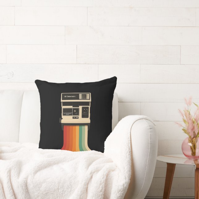 Almofada Câmera Retro com Impressão de Arco-íris (Sofá)