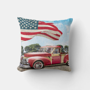 Almofada Caminhão de coleta vermelho: Vintage na bandeira a