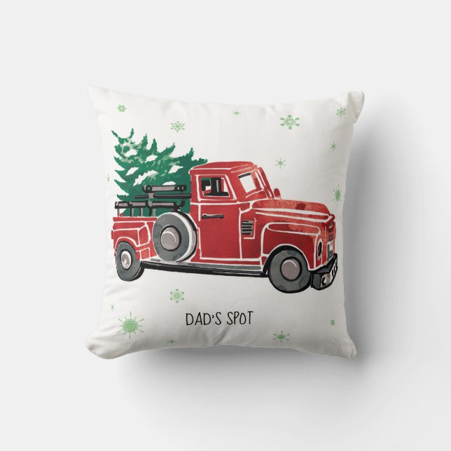 Almofada Caminhão de Natal com Flocos de Neve (Frente)