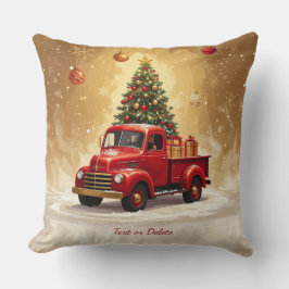Almofada Caminhão Vermelho Antigo com Árvore de Natal e Pre
