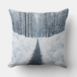 Almofada Caminho de Floresta de Inverno Nebuloso Paisagem d