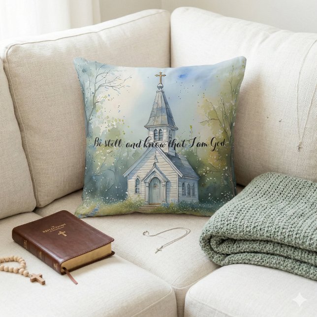 Almofada Caminho Rústico da Igreja em Prado de Flores Silve (Rustic Church Path in Wildflower Meadow Throw Pillow Mockup A)
