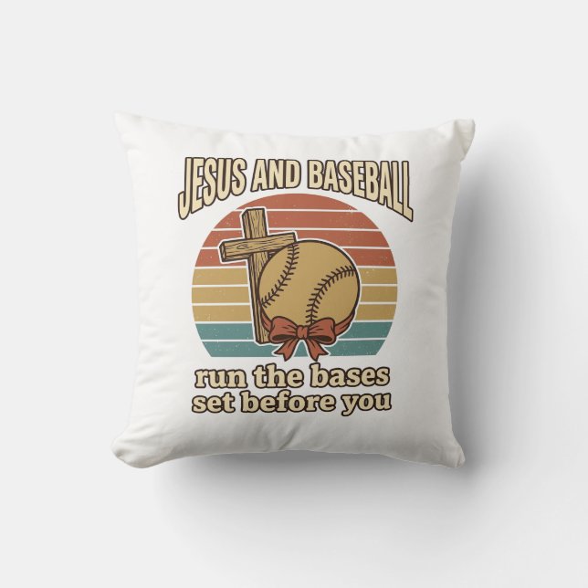 Almofada Camisa Cristã Vintage Jesus e Beisebol (Frente)