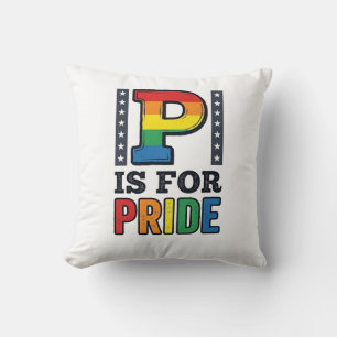 Almofada Camisa de Arco-Íris de Orgulho Vintage com Letra P