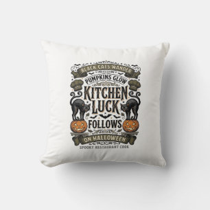 Almofada Camisa de Cozinheiro de Halloween Gato Preto Abóbo