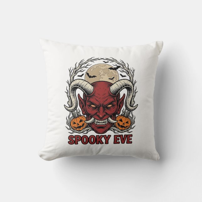 Almofada Camisa de Demônio de Halloween com Abóbora de Grav (Frente)
