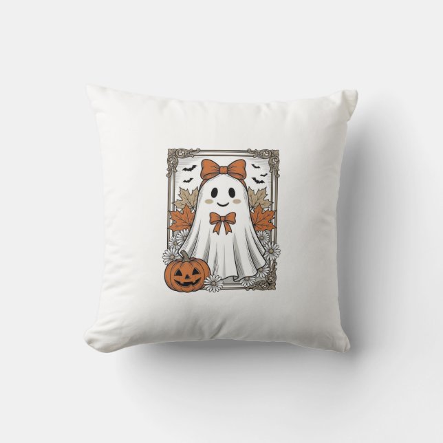 Almofada Camisa de Desenho de Fantasma de Halloween Fofo Vi (Frente)