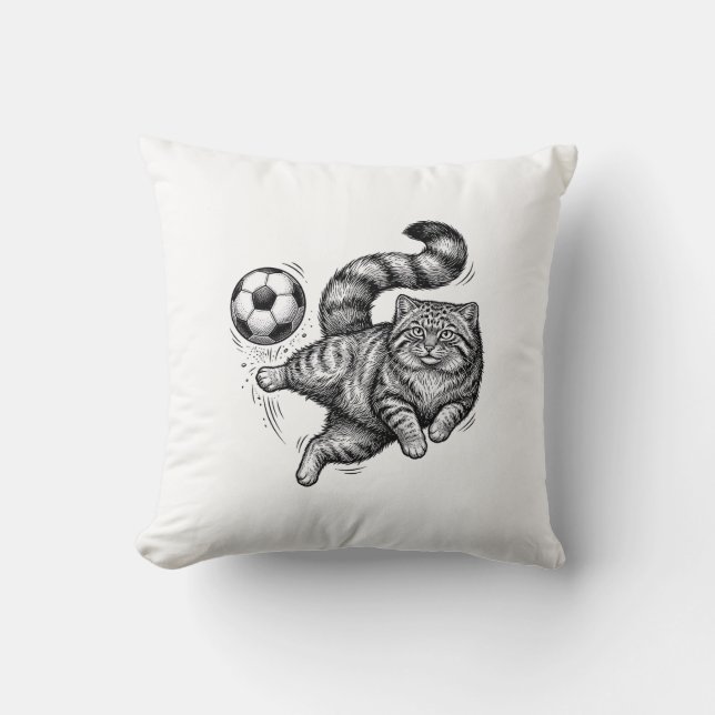 Almofada Camisa de Design de Gato de Chute de Futebol com G (Frente)