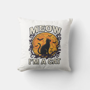 Almofada Camisa de Gato do Halloween Meow Eu Sou Um Gato Vi
