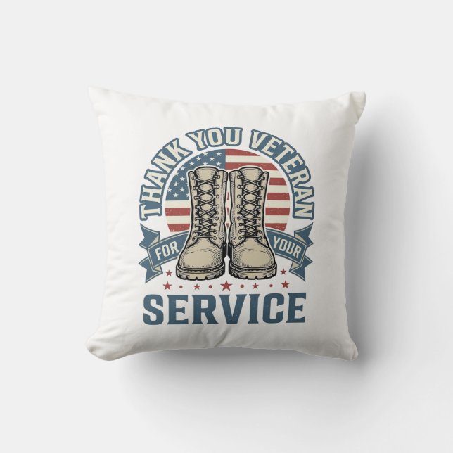 Almofada Camisa de Serviço Botas Patrióticas Veterano Obrig (Frente)