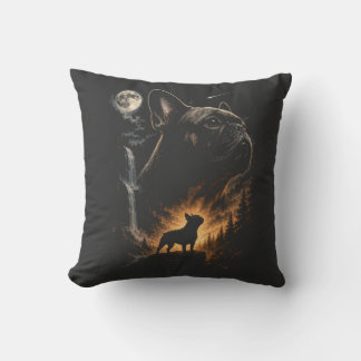 Almofada Camisa do Bulldog Francês Uivando para a Lua, Vint