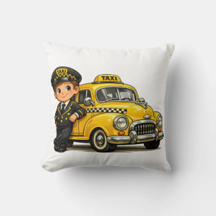 Almofada Camisa do Menino Motorista de Táxi Retro com Carro