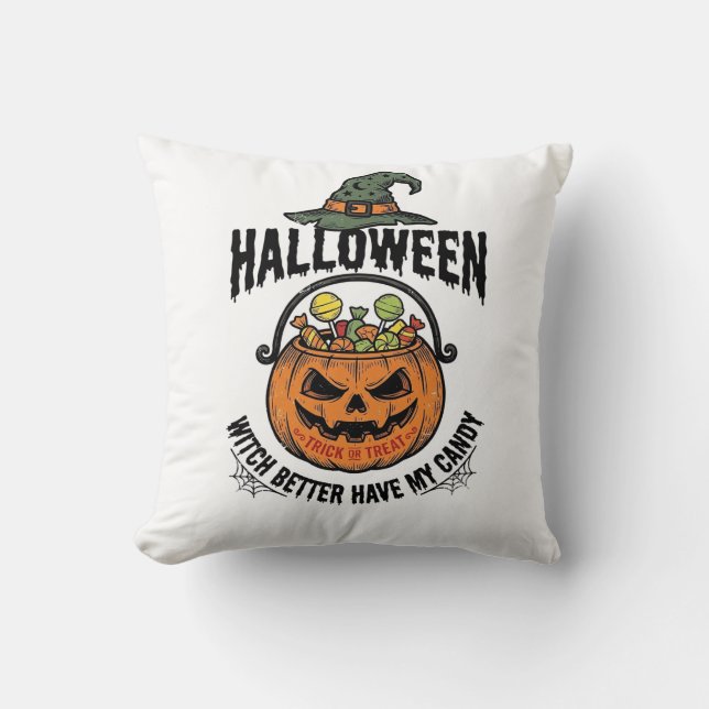 Almofada Camisa engraçada de bruxa de Halloween com design  (Frente)