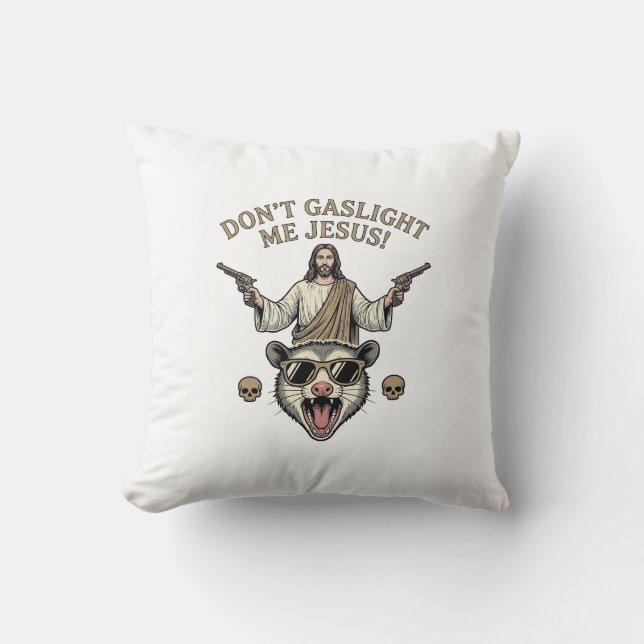 Almofada Camisa engraçada de Jesus Gambá com desenho de gra (Frente)