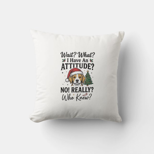 Almofada Camisa Engraçada de Natal com Cachorro Atitude Vin (Frente)