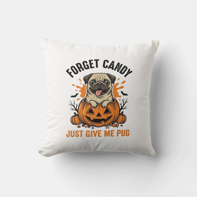 Almofada Camisa engraçada de Pug de Halloween Esqueci Desig (Frente)