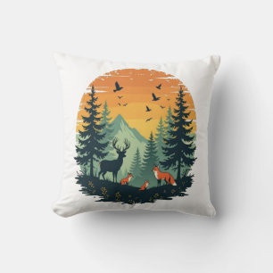 Almofada Camisa-T da Floresta Vintage da Natureza das Árvor