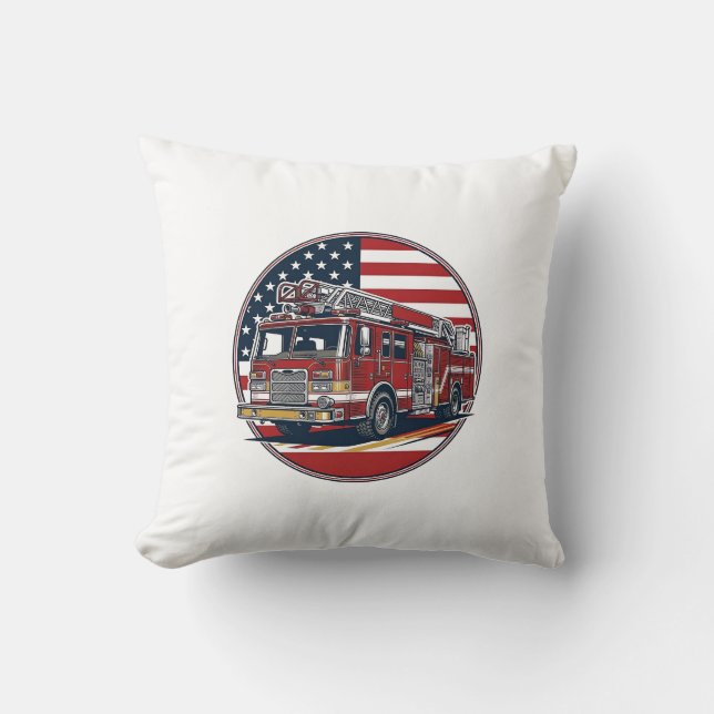 Almofada Camisa Vector Círculo Bandeira Americana Caminhão  (Frente)