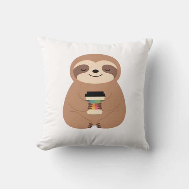 Almofada Camiseta Clássica Sloth Coffee Time (Frente)
