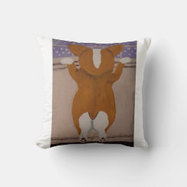 Almofada Camiseta Corgi olhando pela janela