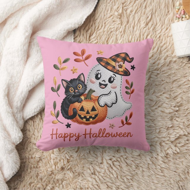 Almofada Camiseta Cute Halloween - Bordado Whimsical (Cobertor)