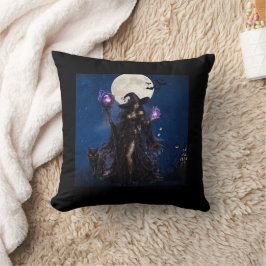 Almofada Camiseta da Lua de Halloween da Bruxa Mística