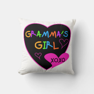 Almofada Camiseta da menina de Gramma, canecas, botões,