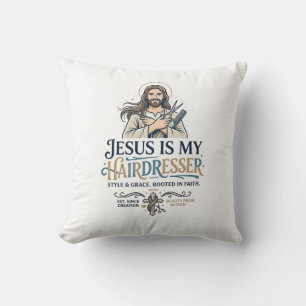 Almofada Camiseta de Cabeleireiro Salão de Beleza Jesus Ins