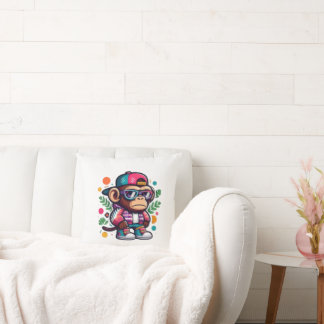 Almofada Camiseta de Cartoon de Macaco legal para Amantes d