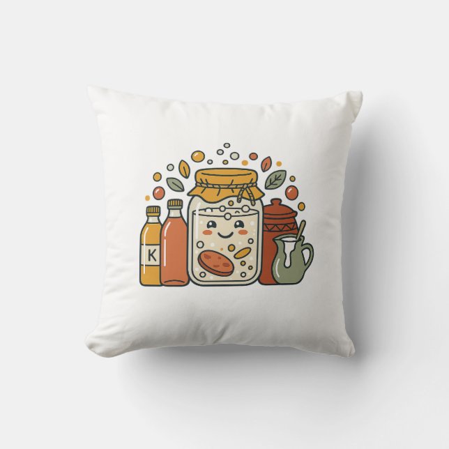 Almofada Camiseta de comida Cute Cartoon Cookie Jar & Hot S (Frente)