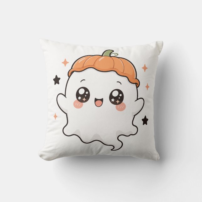 Almofada : Camiseta de Fantasma Abóbora Fofa (Frente)