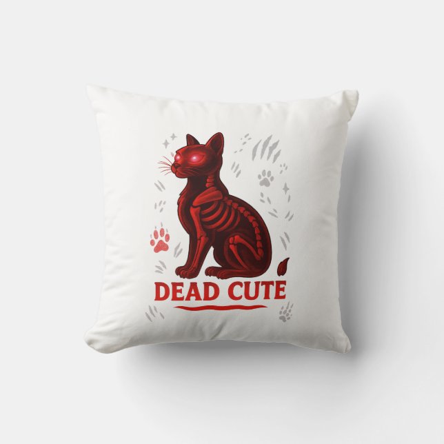 Almofada Camiseta de Gato de Halloween - Dead Cute (Frente)