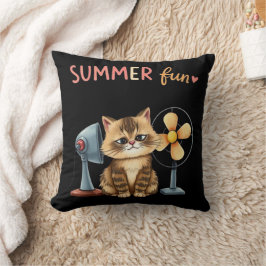 Almofada Camiseta de Gato Diversão de Verão Sarcástico Tabb