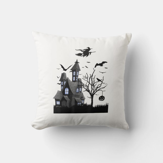 Almofada Camiseta de Halloween de Casa Assombrada Morcegos  (Frente)