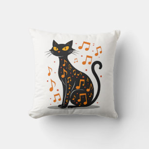 Almofada Camiseta do Gato da Nota Musical de Halloween Nota