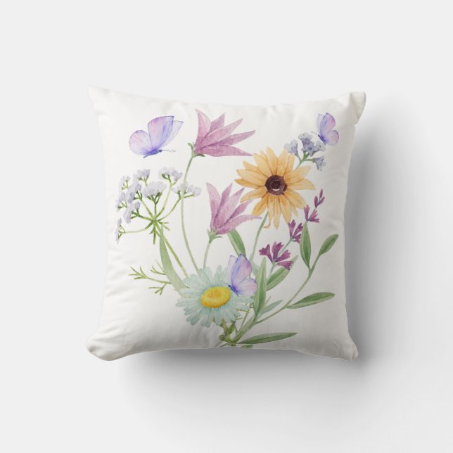 Almofada Camiseta Elegância Floral – Flores Pastéis Suaves  (Frente)
