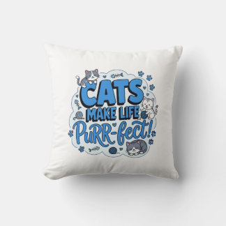 Almofada Camiseta engraçada de gato, a vida é perfeita com