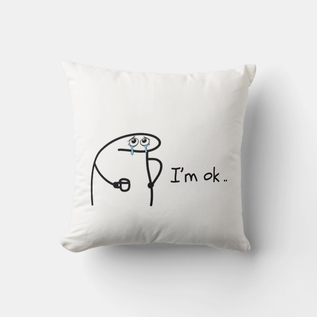 Almofada Camiseta engraçada do Flork Estou Bem Meme (Frente)