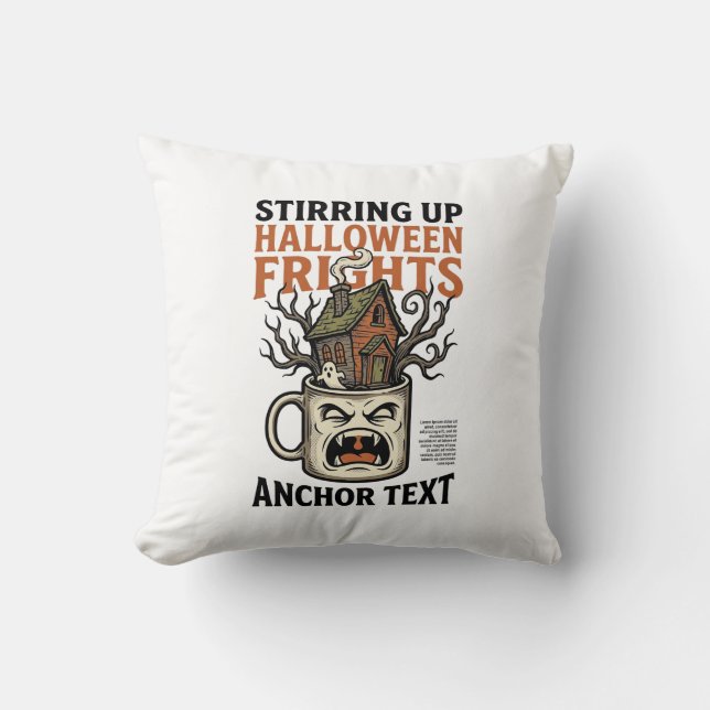 Almofada Camiseta Gráfica de Caneca Assombrada de Halloween (Frente)