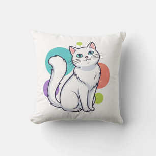 Almofada Camiseta Gráfica de Gato Branco Fofo