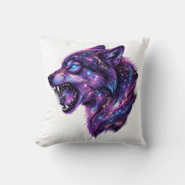 Almofada Camiseta Gráfica Uivar de Lobo Galáxia Cósmica Cel