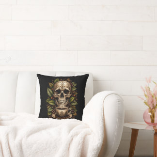 Almofada Camiseta Gráfica Vintage Floral Caveira Gótica