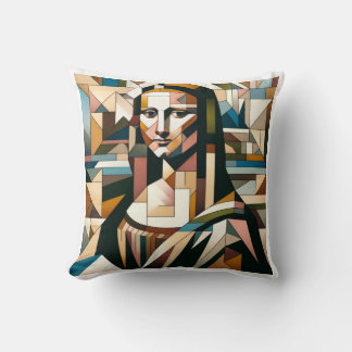 Almofada Camiseta Moderna da Mona Lisa em Estilo de Vitral
